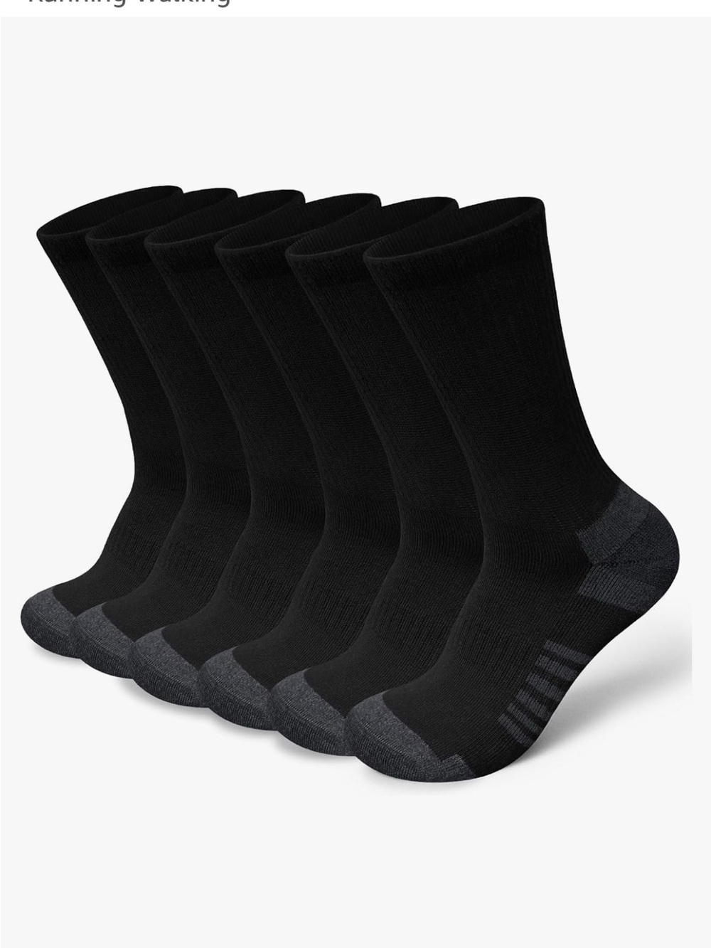Men's Cotton Crew Work Socks, 6 Pairs Cushioned Hiking Boot Sock,